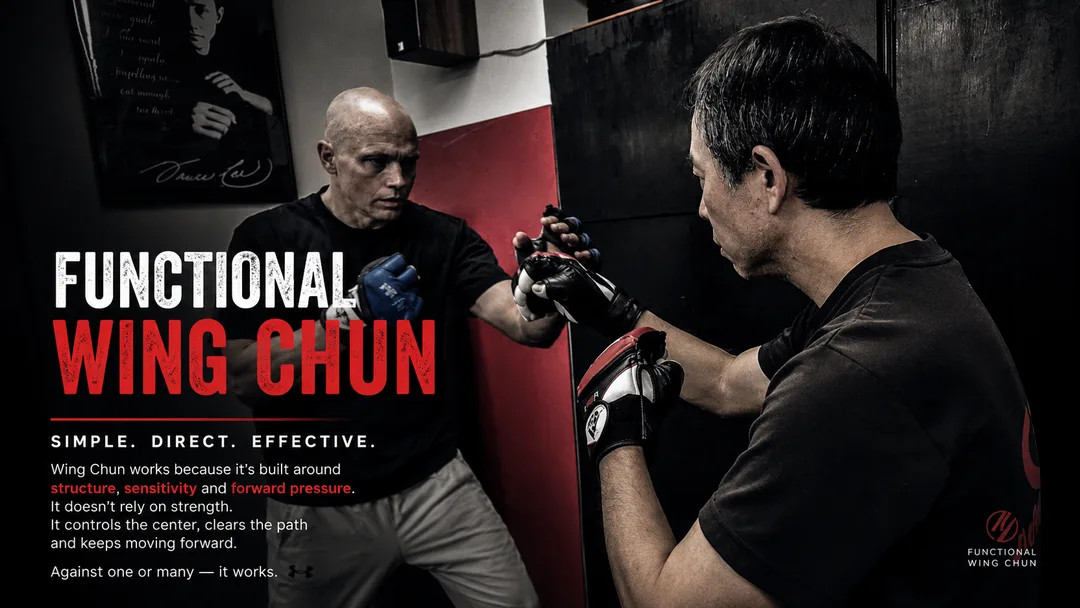 Functional Wing Chun practitioners practicing centerline interception during training at J's GYM.